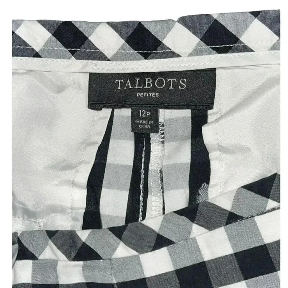 Talbots black and white gingham slacks with side zip and fake back pockets EUC - Picture 2 of 13